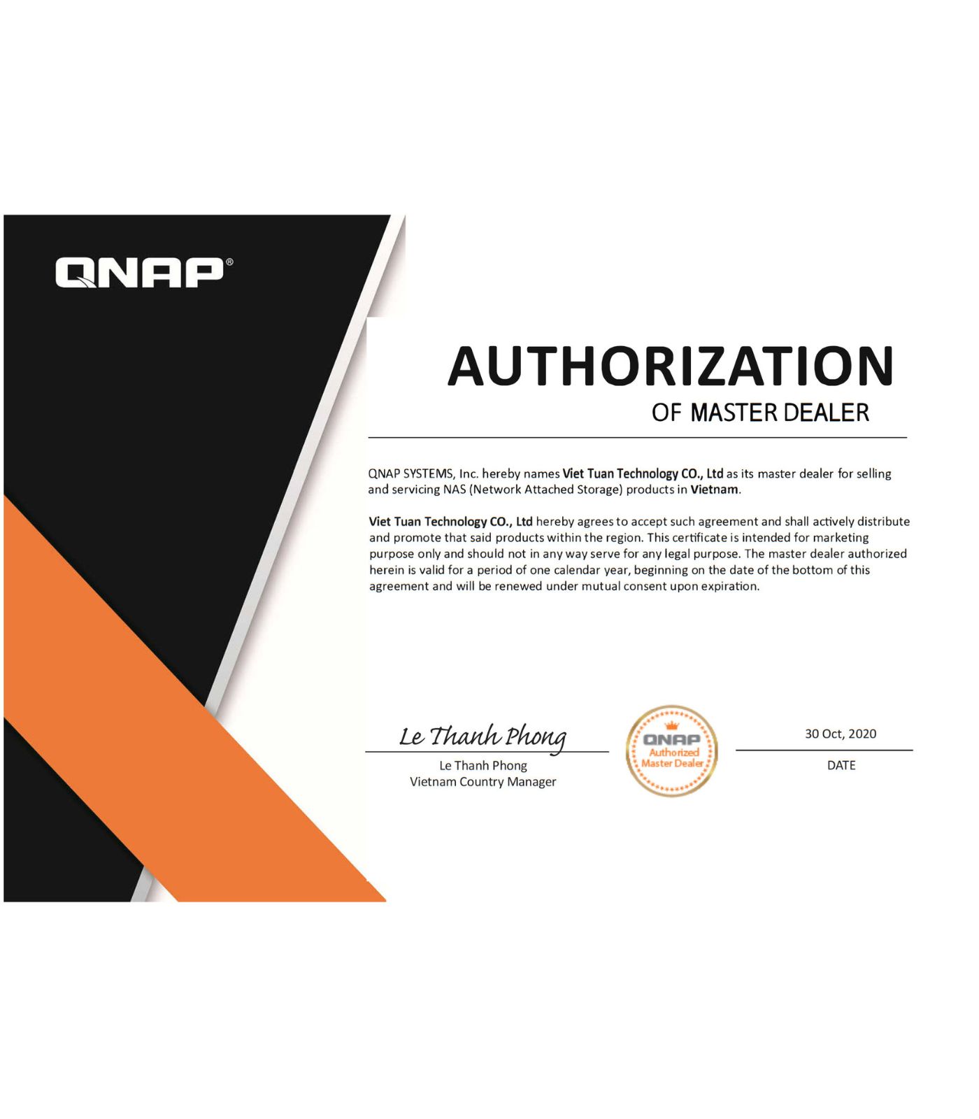 Chứng nhận nhà phân phối QNAP