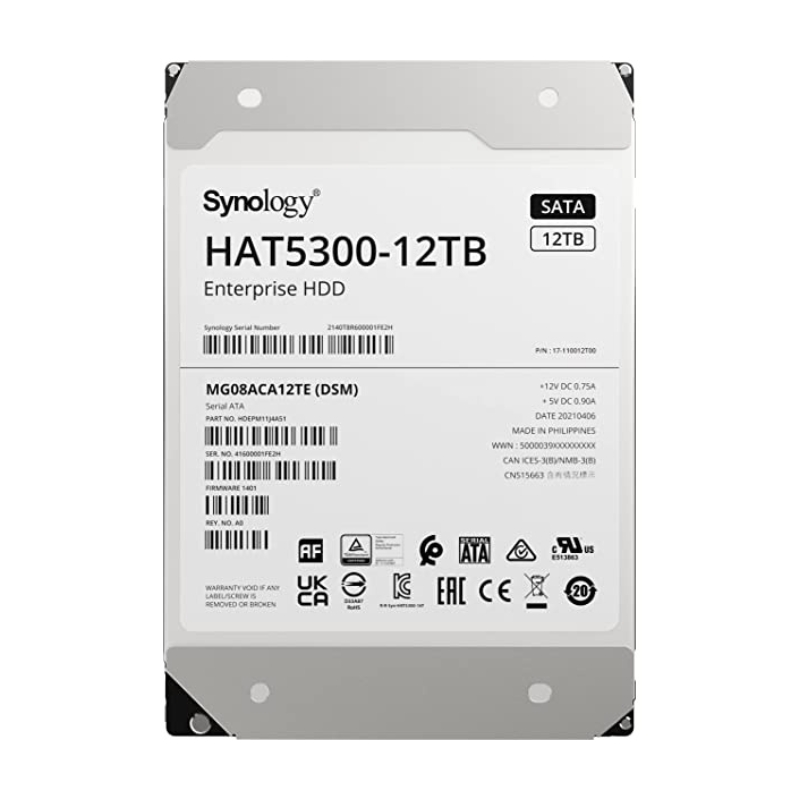 Ổ cứng HDD Synology 12TB 3.5 inch 7200rpm, SATA 6Gb/s (HAT5300-12T)