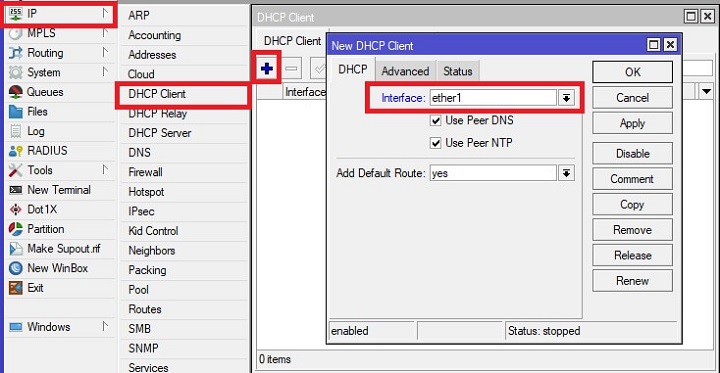 Cấu hình DHCP Client