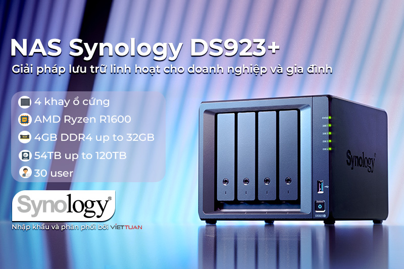 Cấu hình mạnh mẽ của Nas Synology DS923+ là giải pháp lưu trữ linh hoạt cho doanh nghiệp