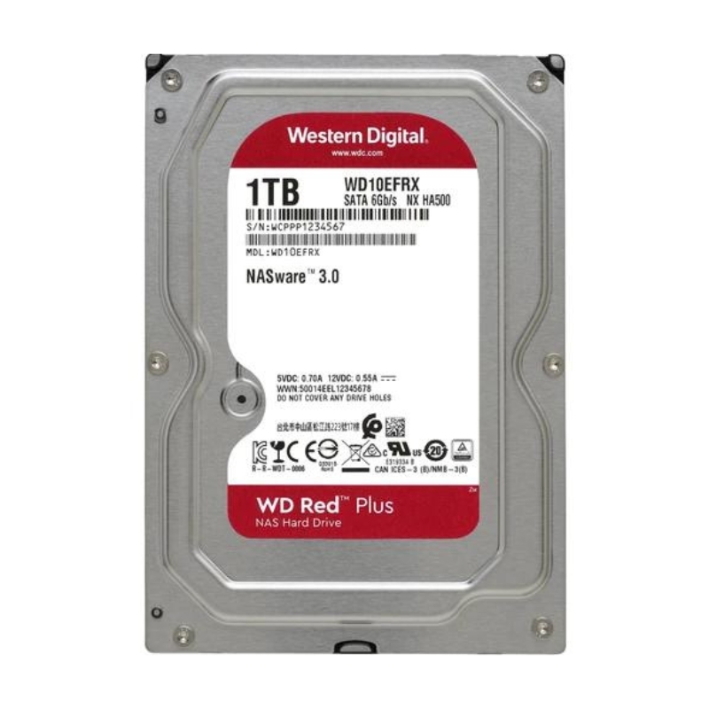 Ổ cứng WD Red Plus 1TB, 3.5, SATA 3, 64MB Cache, 5400RPM (WD10EFRX)