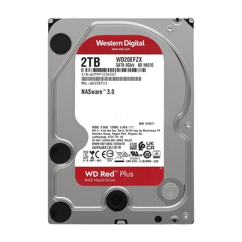  Ổ cứng WD Red Plus 2TB, 3.5, SATA 3, 128MB Cache, 5400RPM (WD20EFZX)