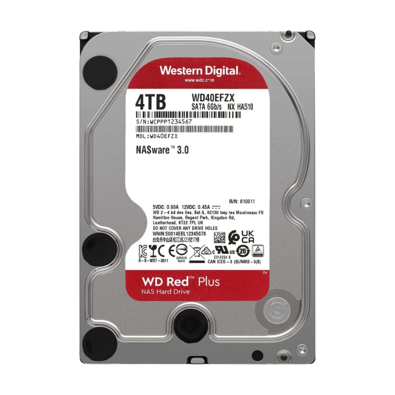 Ổ cứng WD Red Plus 4TB, 3.5, SATA 3, 128MB Cache, 5400RPM (WD40EFZX)