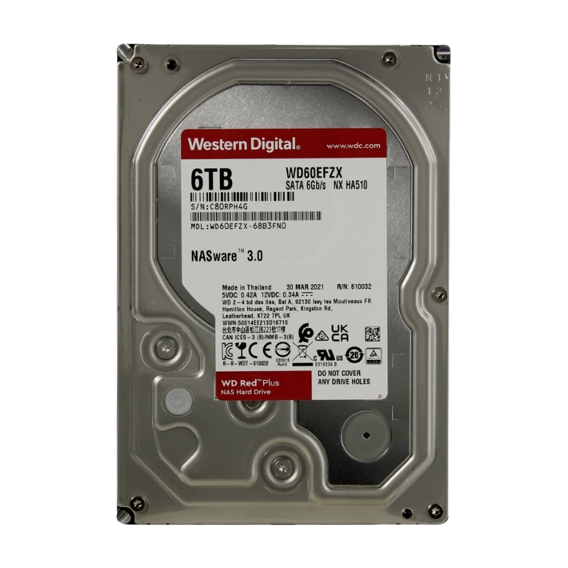 Ổ cứng WD Red Plus 6TB, 3.5, SATA 3, 128MB Cache, 5640RPM (WD60EFZX)