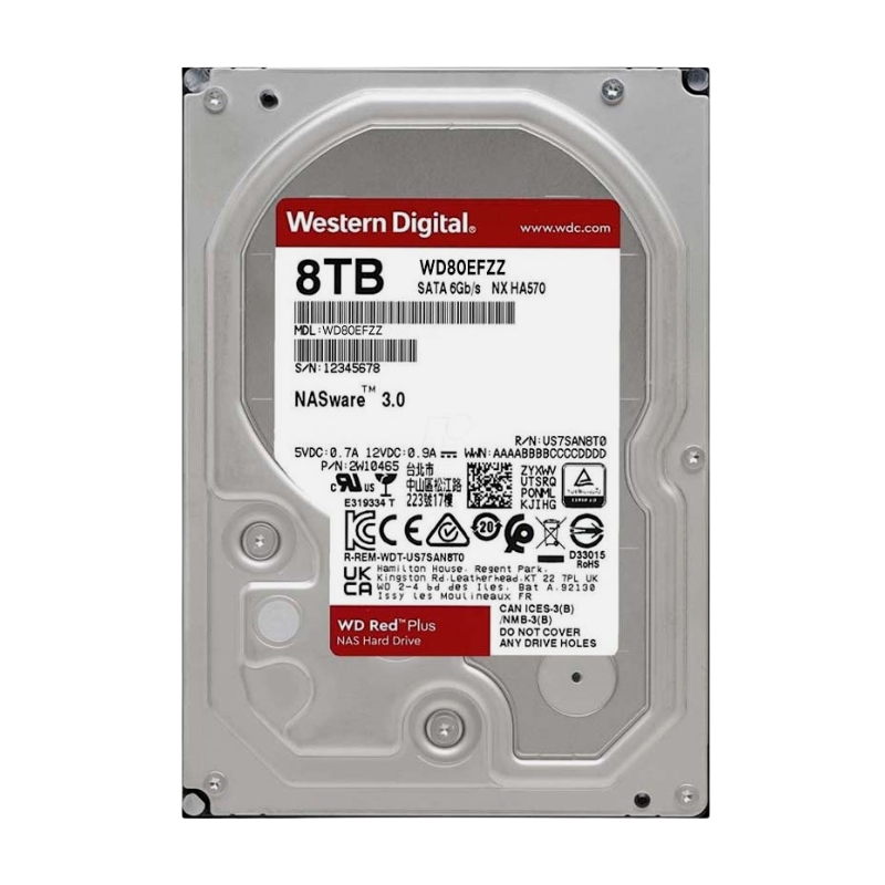  Ổ cứng WD Red Plus 8TB, 3.5, SATA 3, 128MB Cache, 5640RPM (WD80EFZZ)
