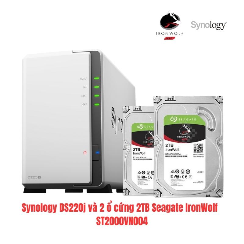 Combo NAS Synology DS220j và 2 ổ cứng 2TB Seagate IronWolf ST2000VN004, cho cá nhân-gia đình