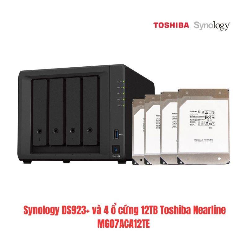 Combo NAS Synology DS923+ và 4 ổ cứng 12TB Toshiba Nearline MG07ACA12TE. Cho người dùng chuyên nghiệp-doanh nghiệp nhỏ