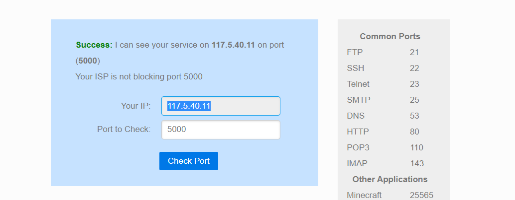 Check Port của Server xem đã được mở thành công bằng cách truy cập vào các trang Web kiểm tra Port Open