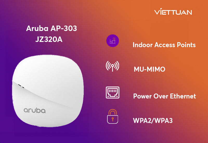 Aruba AP-303 (JZ320A) là dòng sản phẩm bộ phát Wifi indoor chuyên dụng