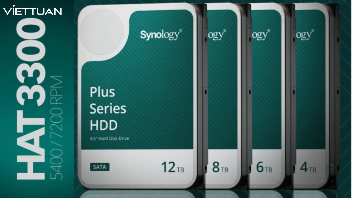 Ổ cứng HAT3300-12T là phiên bản có dung lượng lưu trữ cao nhất trong dòng ổ cứng HDD SATA Plus của Synology