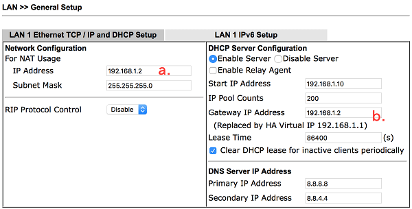 Nhập địa chỉ IP của router. (Đây là địa chỉ IP ở mục trước, Lưu ý: Phía dưới có ghi chú rằng Gateway IP này sẽ được thay thế bằng IP ảo (Virtual IP) khi cấp DHCP cho Client.)