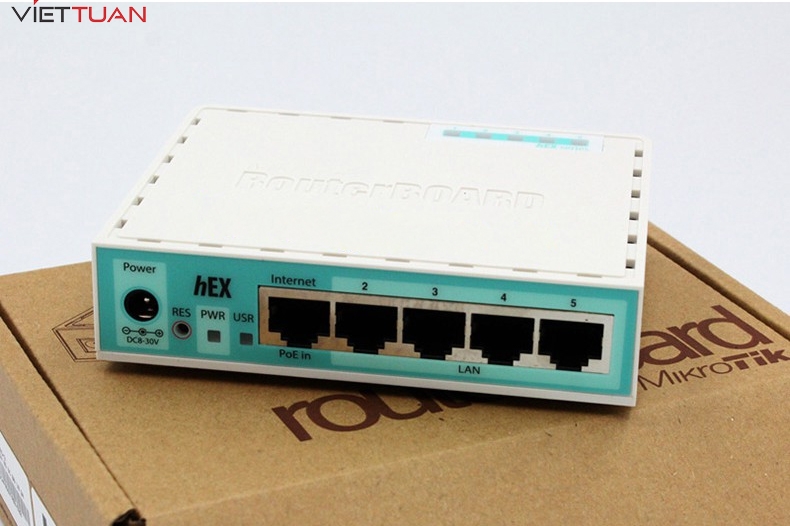 Thiết bị có 5 cổng mạng Gigabit Ethernet, cổng nào cũng có thể dùng để làm WAN nối ra Internet