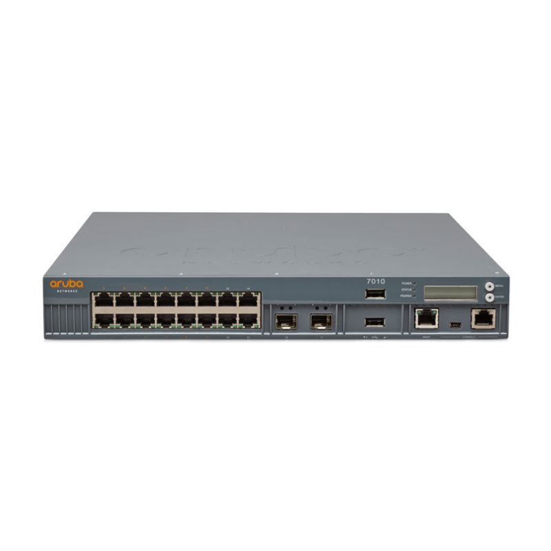 HPE Aruba 7010 (RW) 16p 150W PoE+ 10/100/1000BASE-T 1G BASE-X SFP 32 AP and 2K Clients Controller