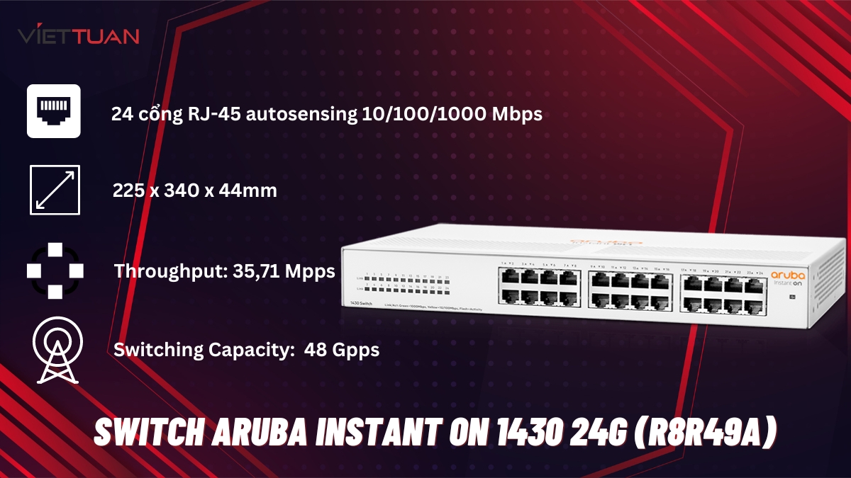 Thiết bị Switch Aruba Instant On 1430 24G (R8R49A)
