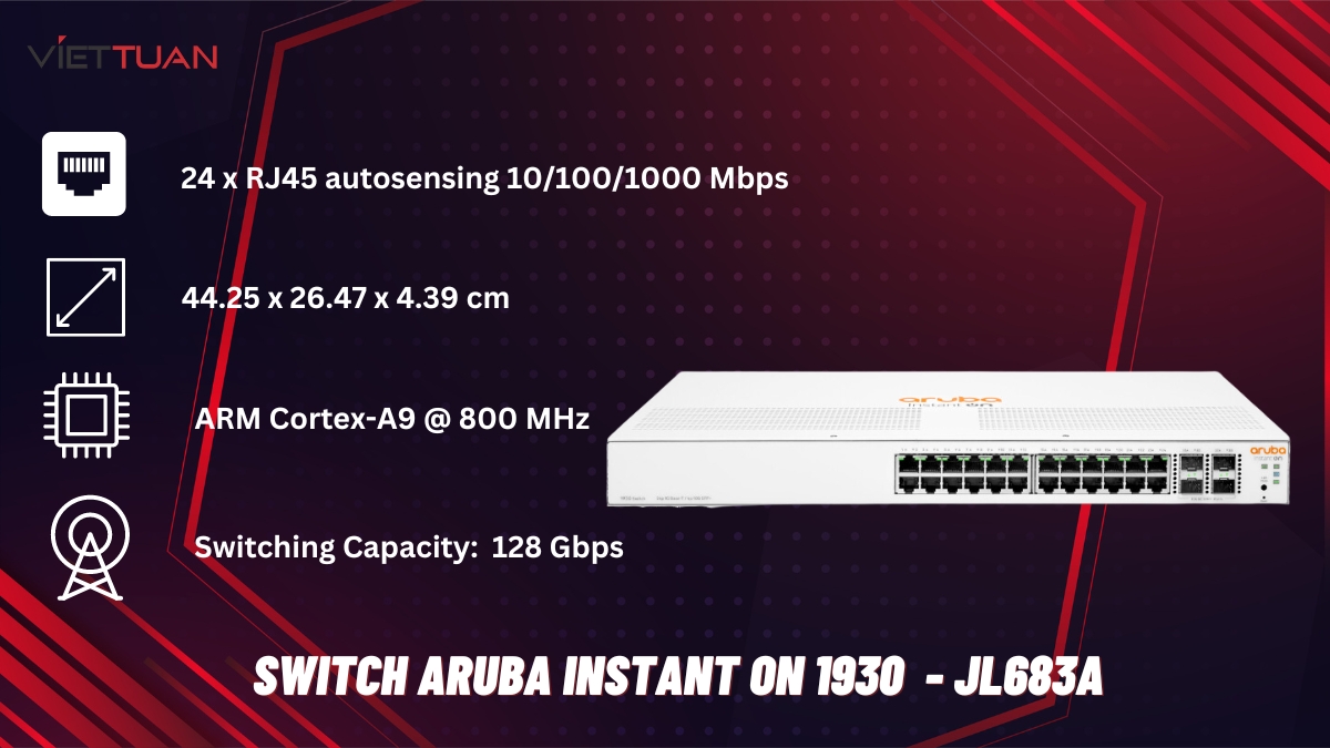 Switch Aruba Instant On 1930 24G Class4 PoE 4SFP+ 195W (JL683A)