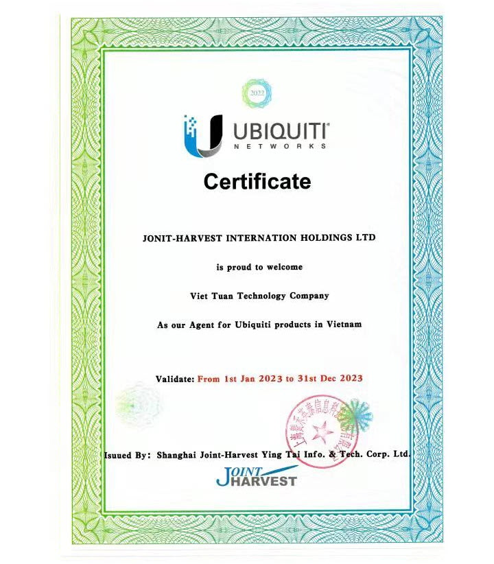 Chứng nhận nhà phân phối Ubiquiti
