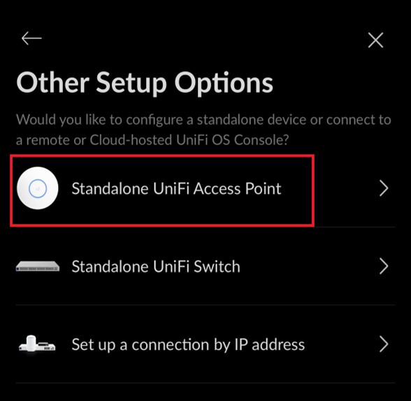 Chọn Standalone UniFi Access Point.