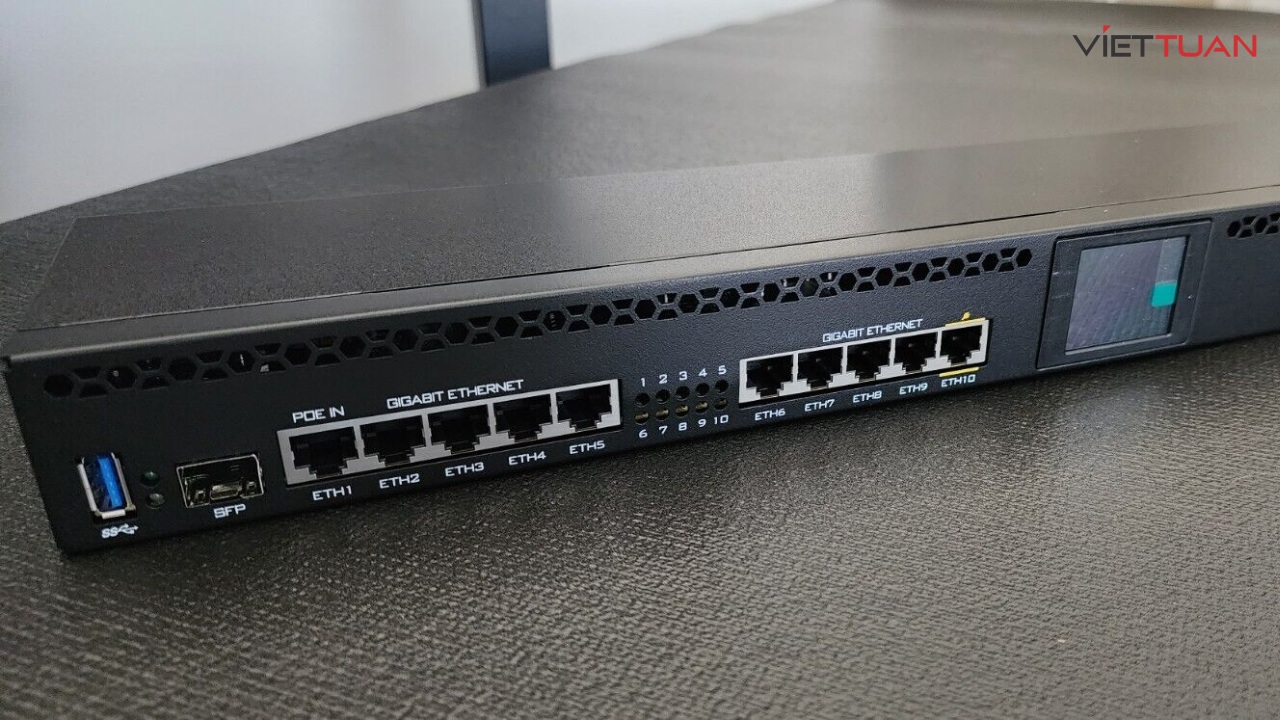Router MikroTik RB3011UiAS-RM là thiết bị định tuyến đa cổng trang bị tới 10 cổng Gigabit Ethernet