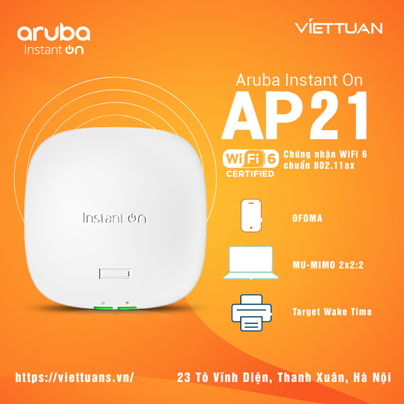 Aruba Instant On AP21 được chứng nhận Wifi 802.11ax (Wifi 6)