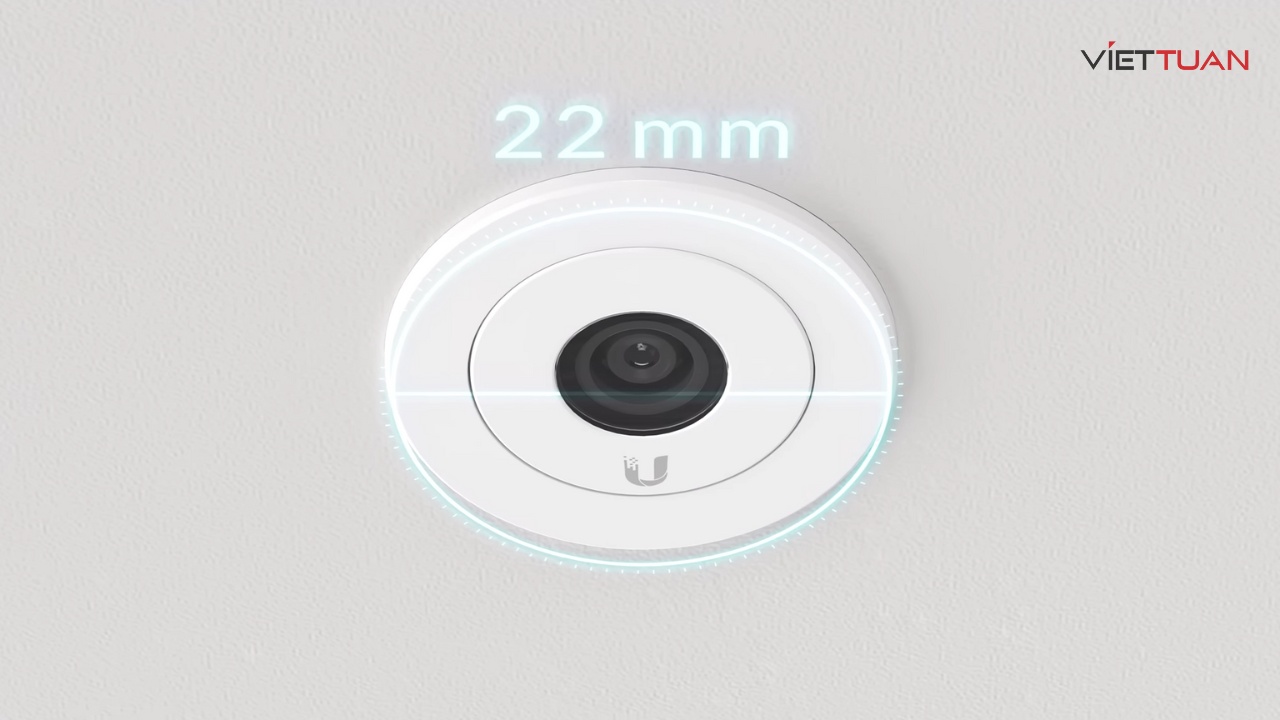 Camera UniFi AI Theta Pro có thiết kế nhỏ gọn dễ dàng lắp đặt vào trần nhà
