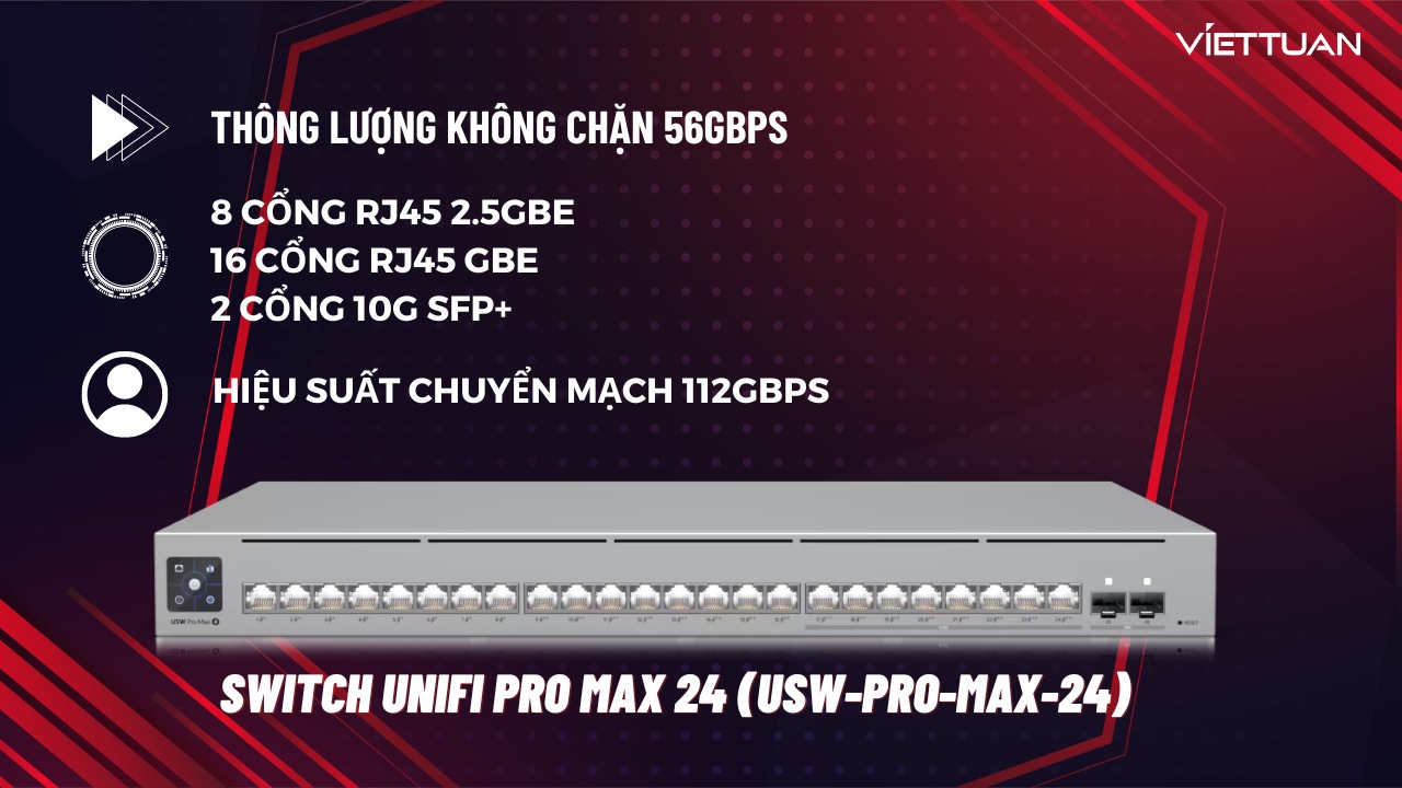 Thiết bị chuyển mạch Switch UniFi Pro Max 24 (USW-Pro-Max-24)