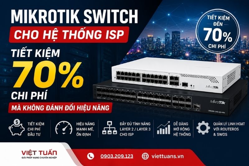 MikroTik Switch cho hệ thống ISP: Tiết kiệm 70% chi phí mà không đánh đổi hiệu năng