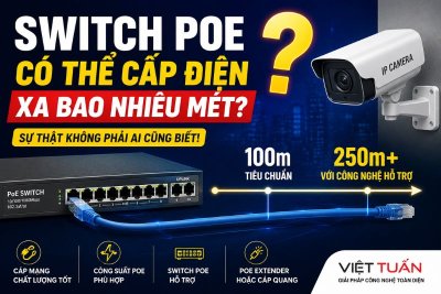 Switch PoE có thể cấp điện xa bao nhiêu mét? Sự thật không phải ai cũng biết 